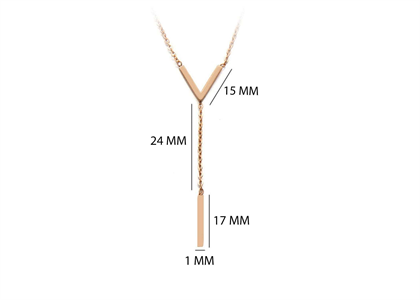 Rose Gold Plated Double Bar Lariat Y Necklace